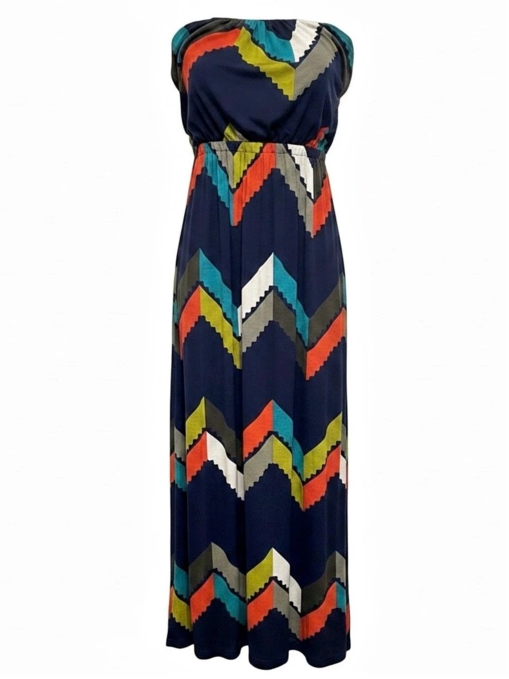 Geometric Maxi Dress in Blue & Red Like New